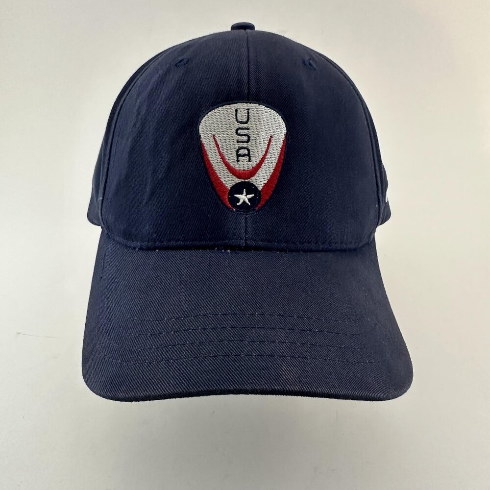 VTG Nike USA Baseball Cap Adjustable Strap Back Hat Blue Embroidered Logo 90s